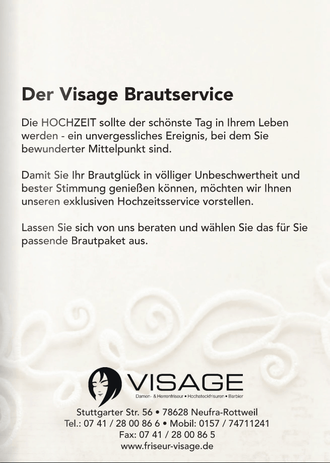 VISAGE Brautservice Broschüre 1